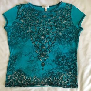 Teal Dressbarn Short Sleeved Shirt
